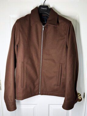 NWT Theory Wyatt Urban Melton Wool Cashmere Zip Jacket Maroon Small $695